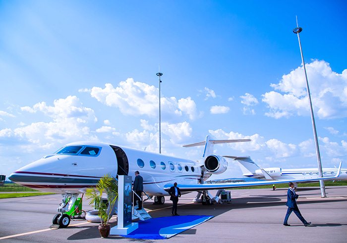 Gulfstreamu2019s latest G500 Airplane at Kigali International Airport, Kanombe on Wednesday.  (Photos by Emmanuel Kwizera)