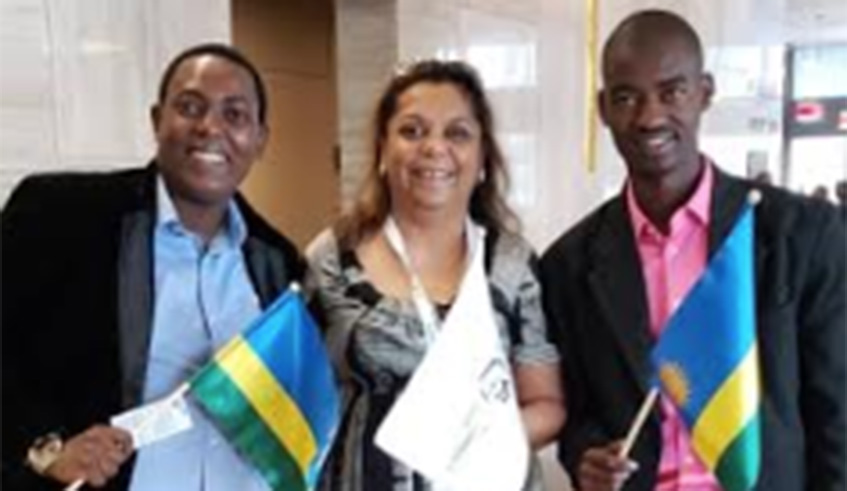 Ghislain Cyubahiro Kambali marketing  manager BBOXXRwanda, Ms SHIMI SHAH, Board member, BBOXX capital, and Jean Muhire in Dubai