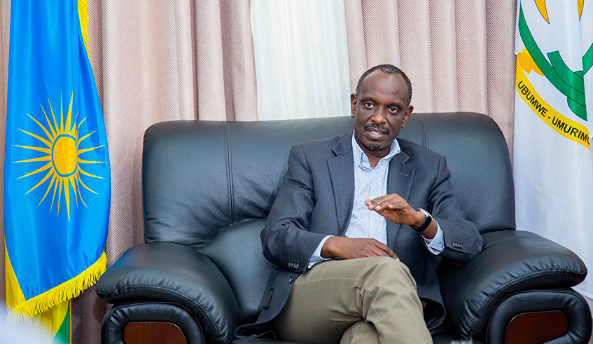 Minister for Foreign Affairs Dr Richard Sezibera during the interview yesterday at MINAFFET, Kigali. Emmanuel Kwizera