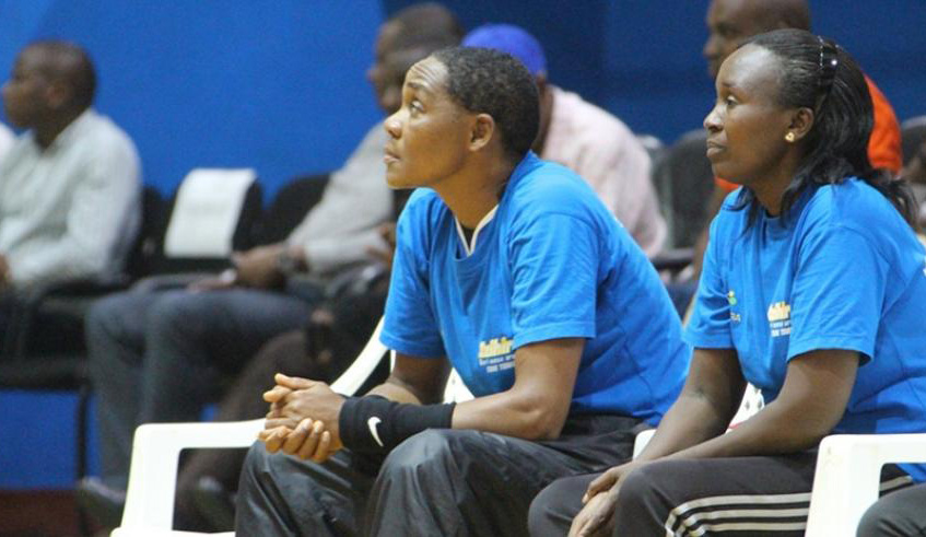 Dorcas Nakhomicha Ndasaba (left) had been appointed as Rwanda Revenue Authority women's volleyball team coach in January 2018. File.