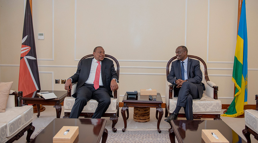 President Kenyatta was received at Kigali International Airport by Foreign Affairs Minister Dr Richard Sezibera. / Courtesy