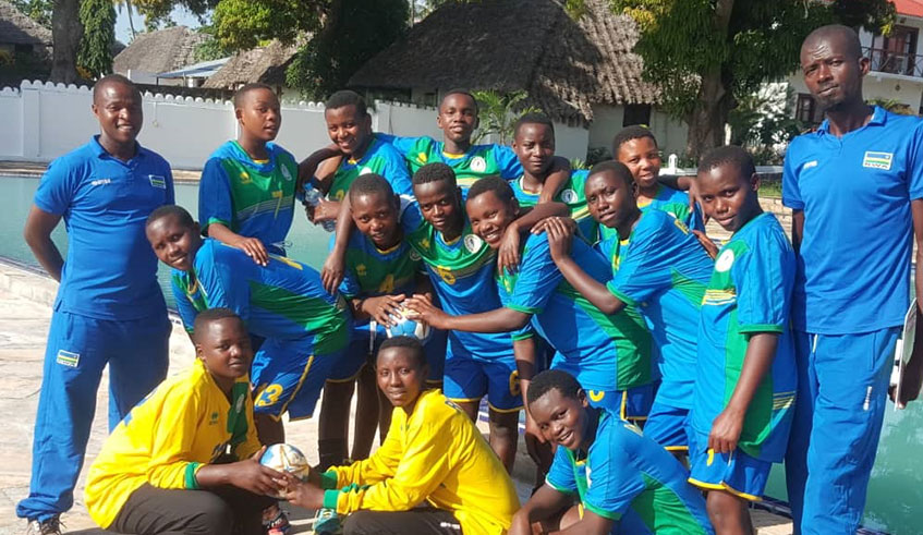 Rwanda U18 ladies' handball team representing the country in Zanzibar. Courtesy