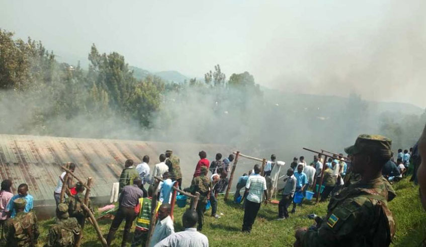 The dormitory that caught fire in Nyamasheke. Courtesy.