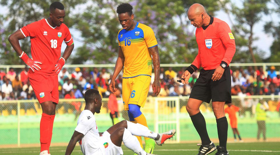 Abdul Rwatubyaye (#16) played full 90 minutes against Cu00f4te du2019Ivoire in the first-leg clash at Kigali Stadium, which the hosts lost 2-1 last October. / File