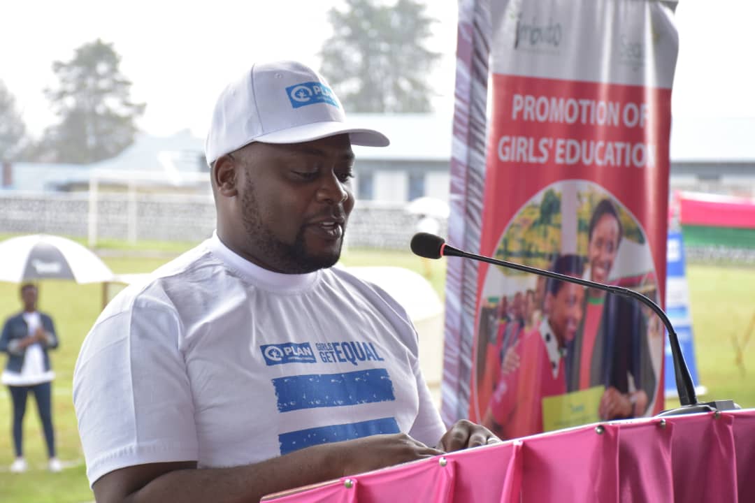  Interim Country Director of Plan International Rwanda, William Mutero gives his remarks at the event. 