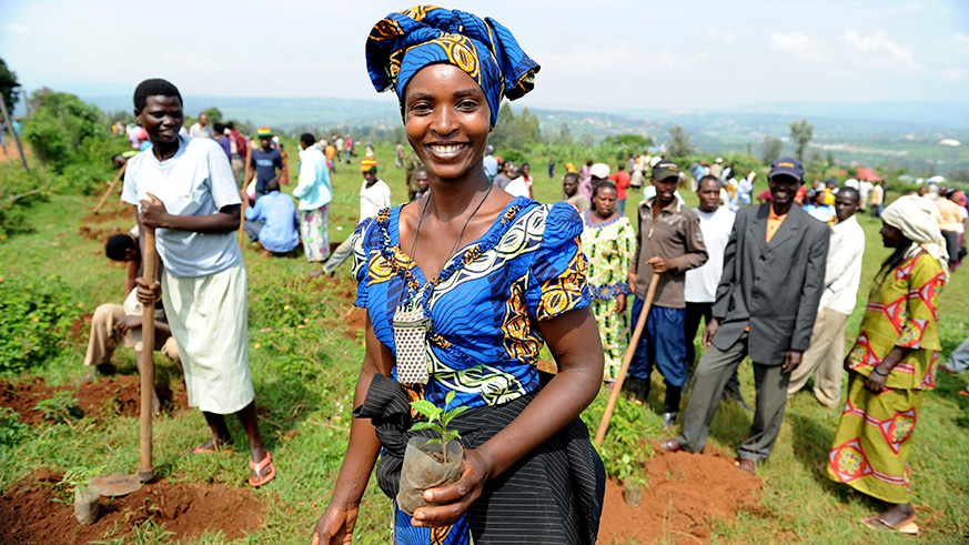 Member of the community taking part in Umuganda. Courtesy photo