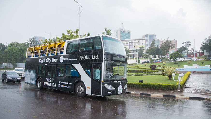 The Kigali city tour Bus does its first tour yesterday around the city. Nadege Imbabazi