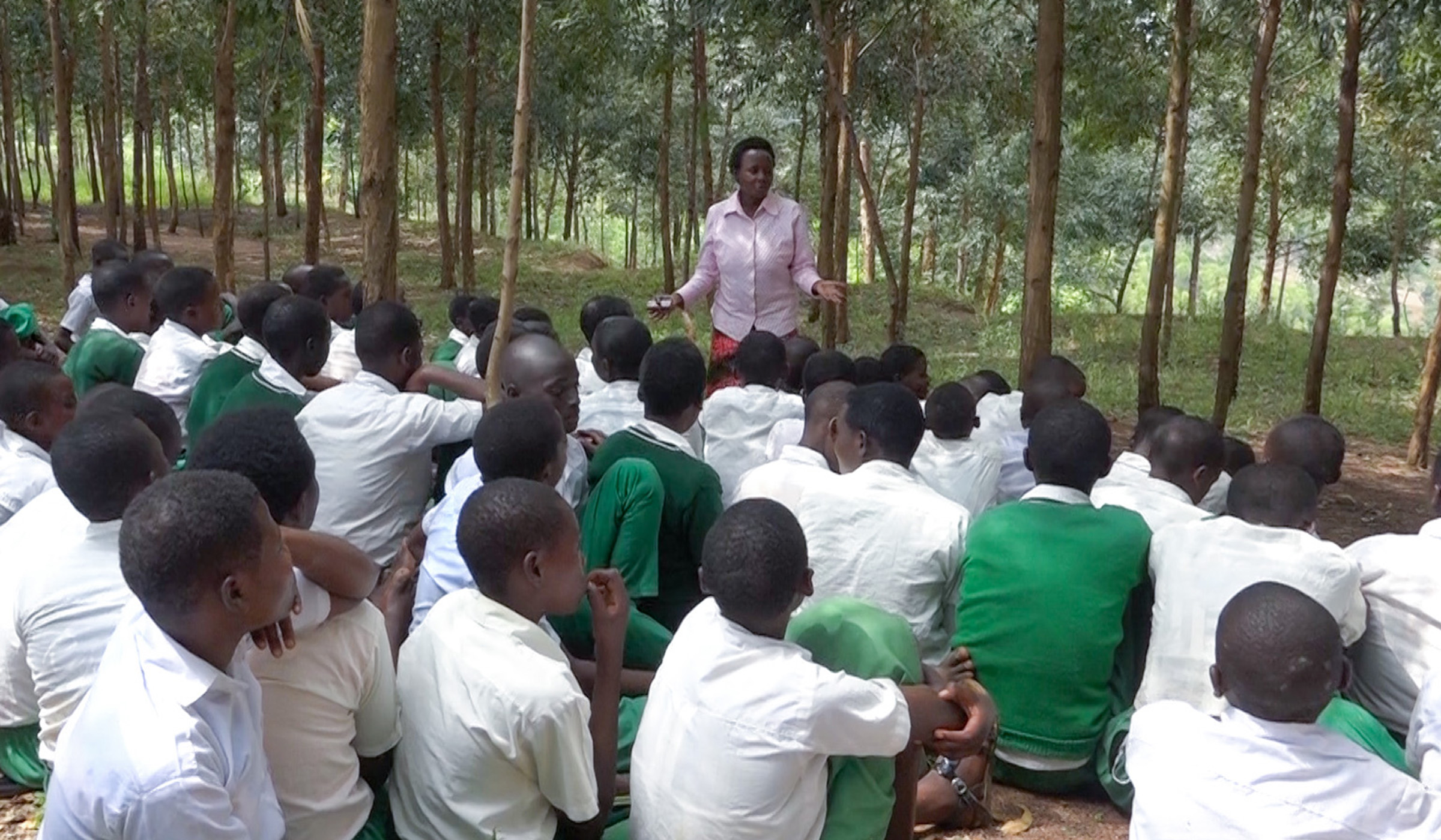 Students of Cyumba High School in Nyanza District train in gender based violence. / Sam Ngendahimana.