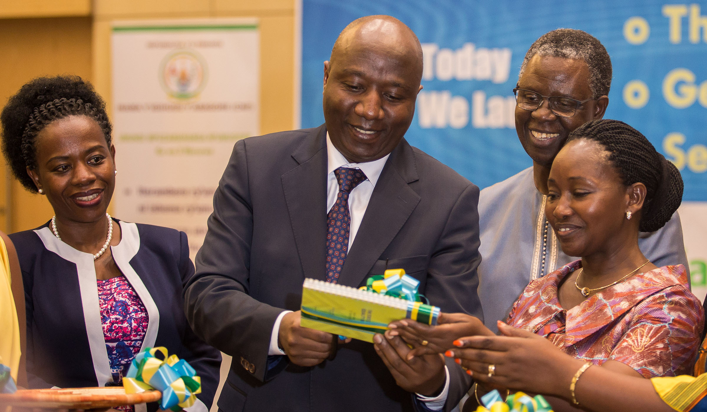 Prime Minister Edouard Ngirente (2nd left) launches a report on the state of gender equality in Rwanda alongside central bank Deputy Governor Monique Nsanzabaganwa (left) Minister for Family and Gender Promotion Solina Nyirahabimana (right) and Fodu00e9 Ndiaye, the UN Resident Coordinator. The index shows significant gains in Rwandau2019s efforts to promote gender equality. Nadege Imbabazi.