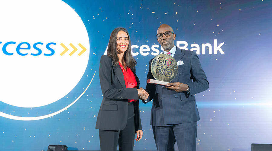 Jean-Claude Karayenzi, Managing Director of Access Bank (Rwanda) Plc receiving the award.