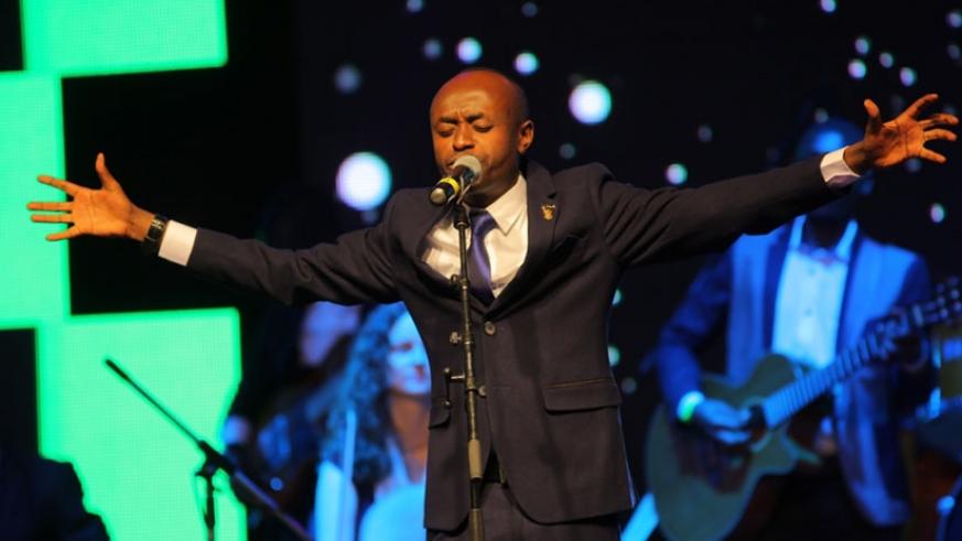 Local gospel singer Patient Bizimana, seen here performing at a past event , is the organiser of Easter Celebration Concert. Courtesy. 