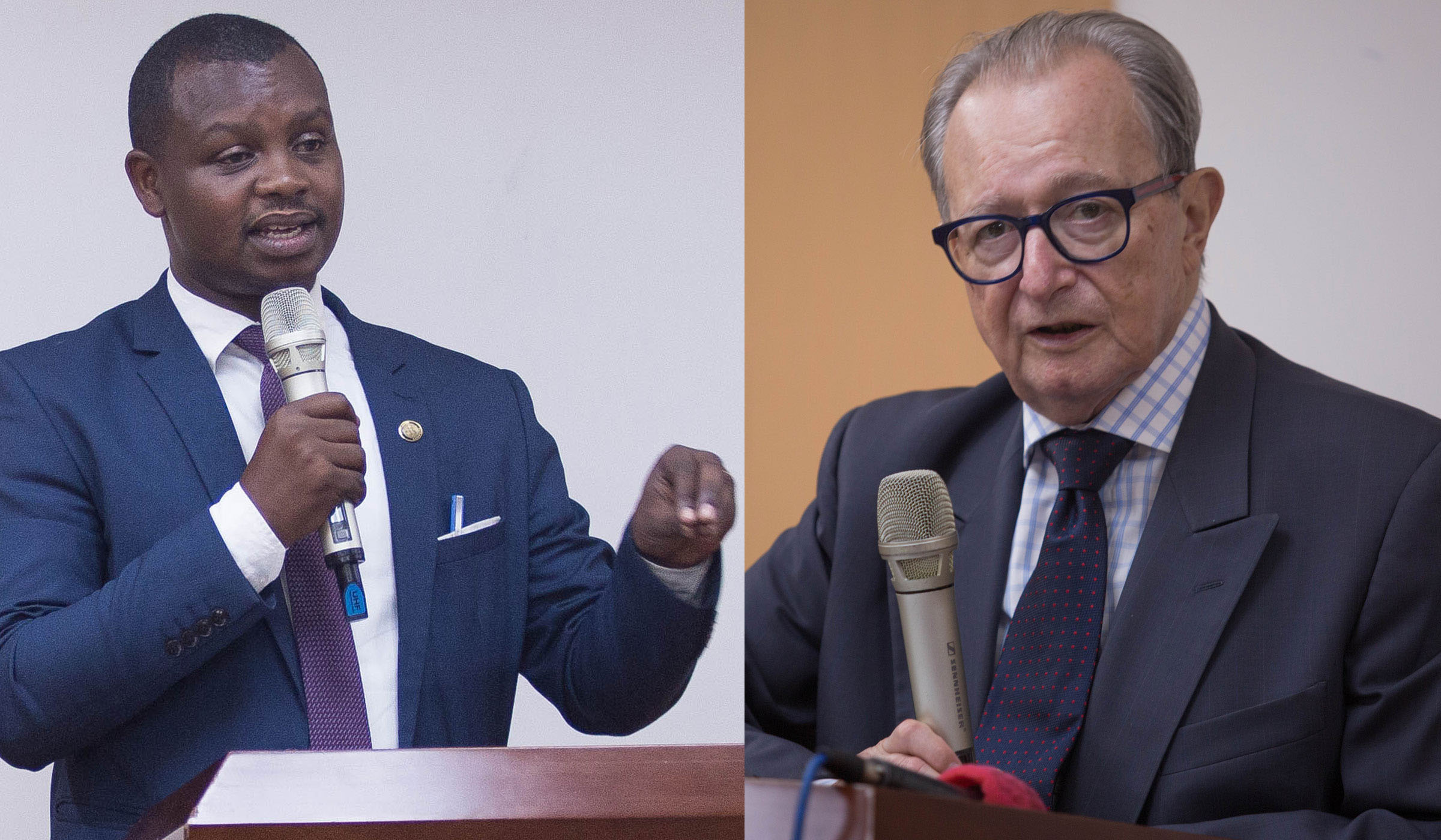 The Second Vice President of Ibuka, Freddy Mutanguha, and the President of the International Residual Mechanism for Criminal Tribunals, Judge Carmel Agius, at the meeting in Kigali on April 2, 2019. Nadege Imbabazi.