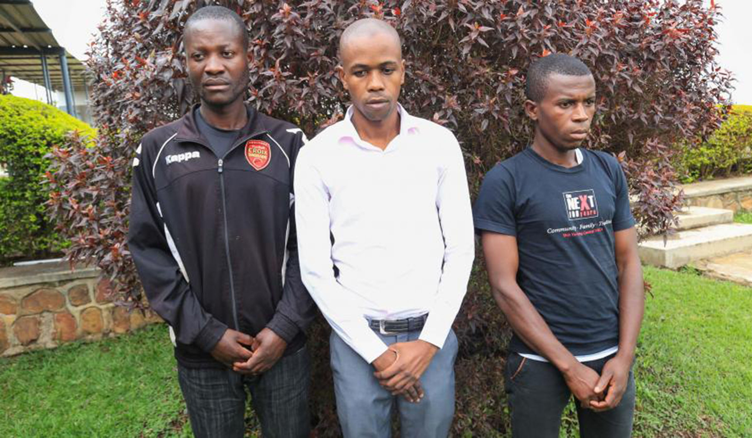 Some of the Rwandans who were irregularly deported by Ugandan security services having been held illegally and tortured in Uganda. File. 