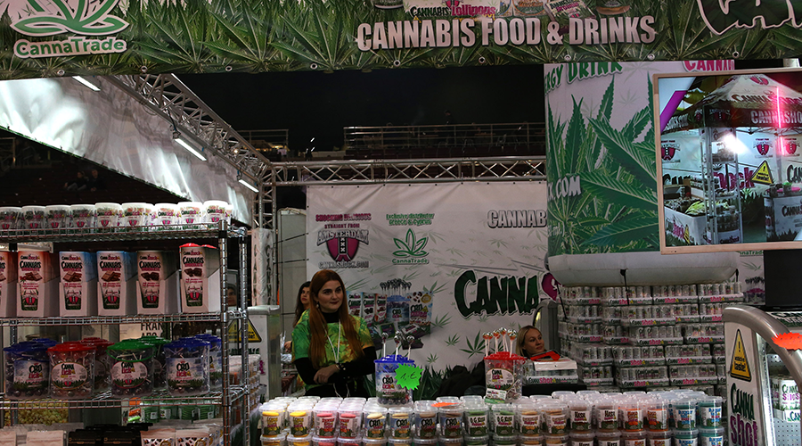 An exhibitor is seen at the Athens Cannabis Expo 2019 in Athens, Greece. More than 150 cannabis exhibitors from Greece and abroad participate in the Athens Cannabis Expo 2019 that runs till Jan. 13. / Xinhua
