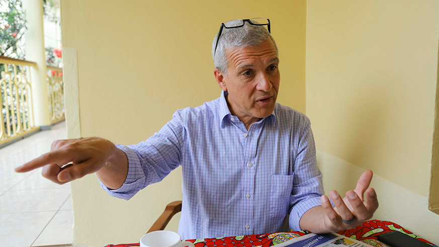 Carl Wilkens during the interview. He is the only American who stayed in Rwanda during the Genocide against the Tutsi. Emmanuel Kwizera.