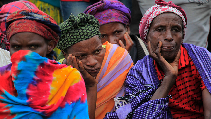 Mourners listen to a testimony  at Murambi Genocide  memorial in Nyamagabe in the past. File.