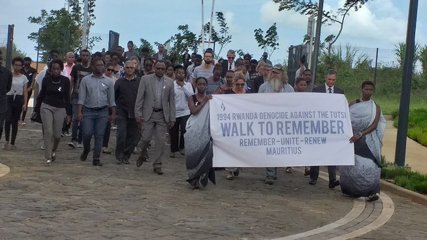 Mourners during a walk to Remember in Mauritius yesterday. Courtesy.