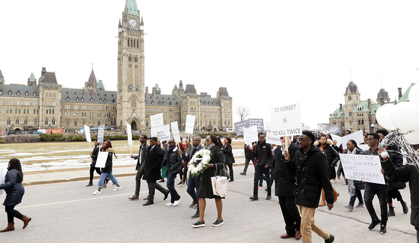 More than 200 Rwandans living in Canada took part in a Walk to Remember that started from Parliament Hill to the Canadian War Museum on April 7, 2019. Courtesy.