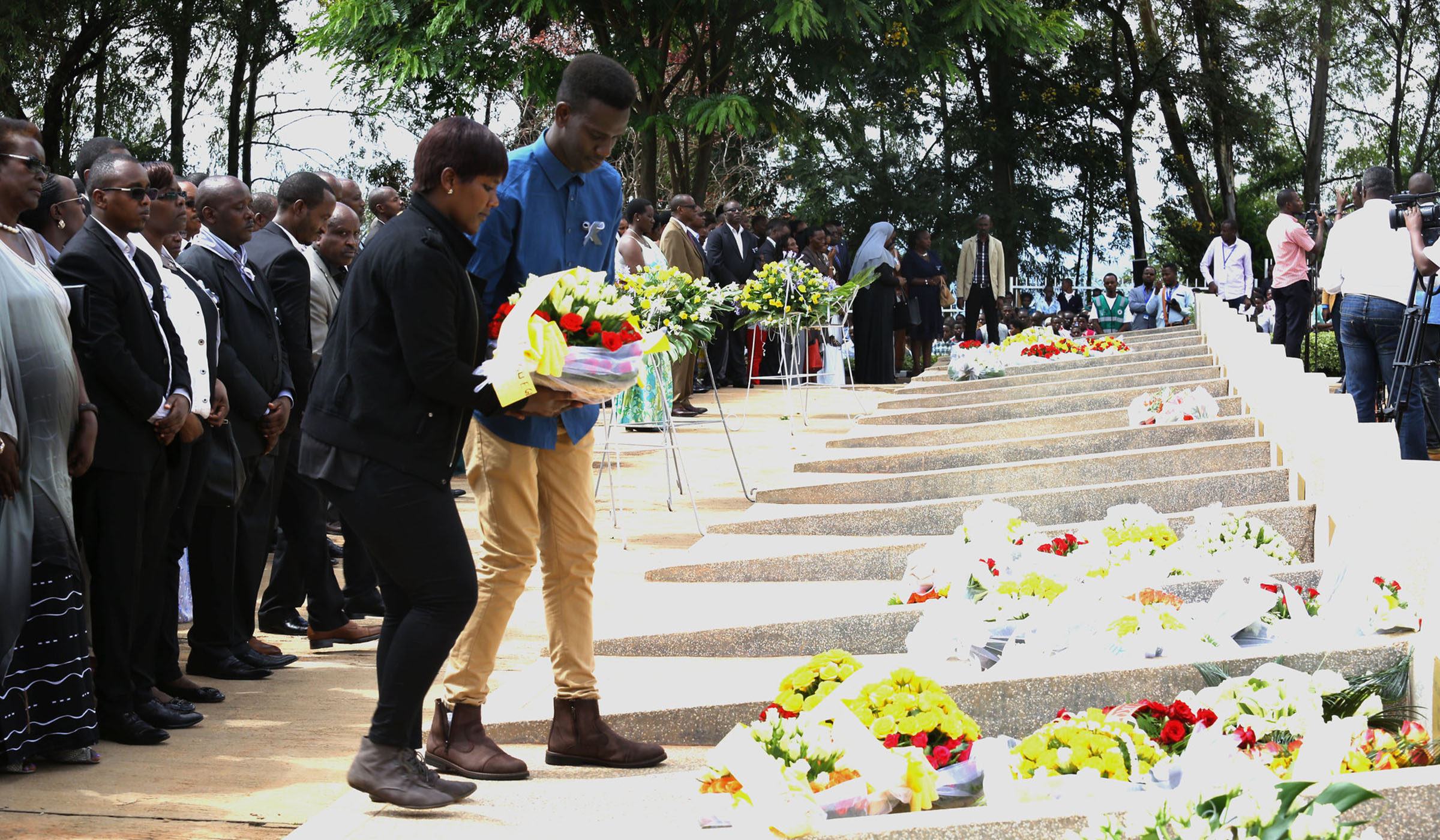 Mourners during a past commemoration event at Rebero Genocide Memorial. File.