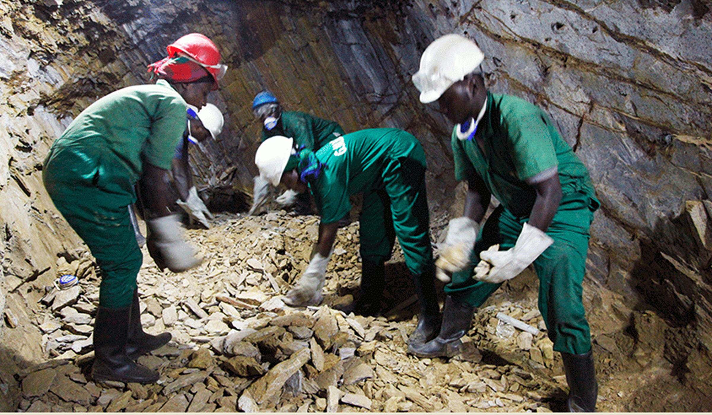 Miners at work inside Mageragere mining site in Nyarugenge District last year. File
