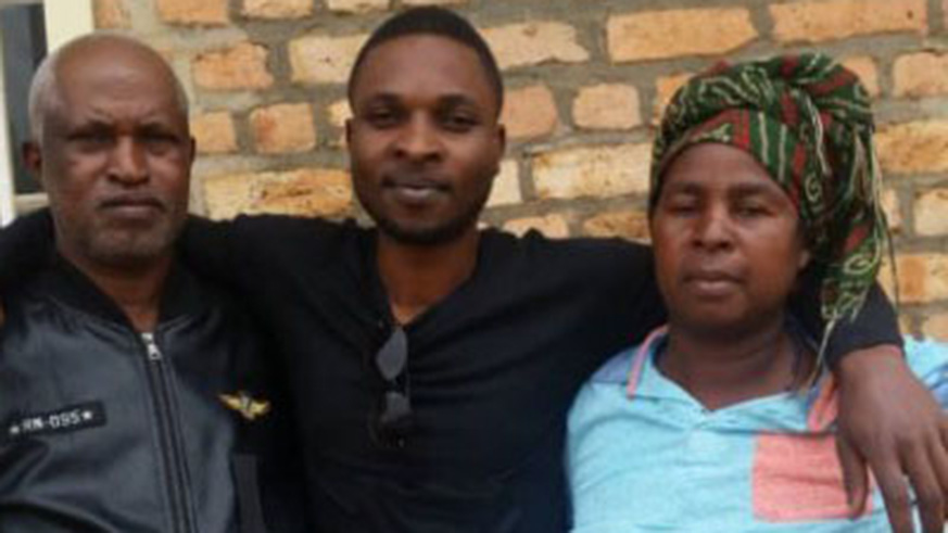 Nsengiyumva with Anastase Bagirayabo and his wife Yozefa Nyiraneza, his supposed parents.  Courtesy photos