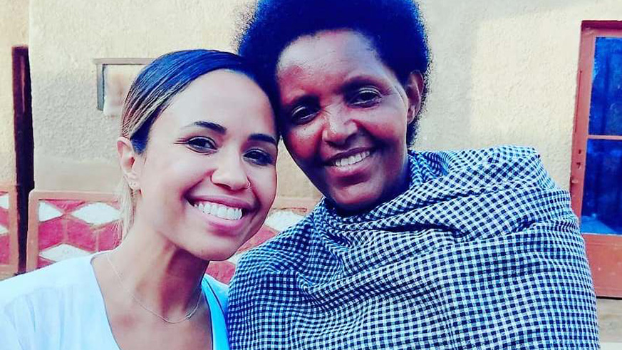 Alanna Brown was recently in Rwanda, where she spoke to women survivors to put her movie script into reality. In this picture, the American actress poses with one of the survivors of the 1994 Genocide against the Tutsi. Courtesy.