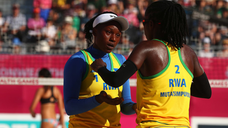 Charlotte Nzayisenga (L), along with former partner Denise Mutatsimpundu, represented Africa at the 2018 Commonwealth Games in Australia. Courtesy.