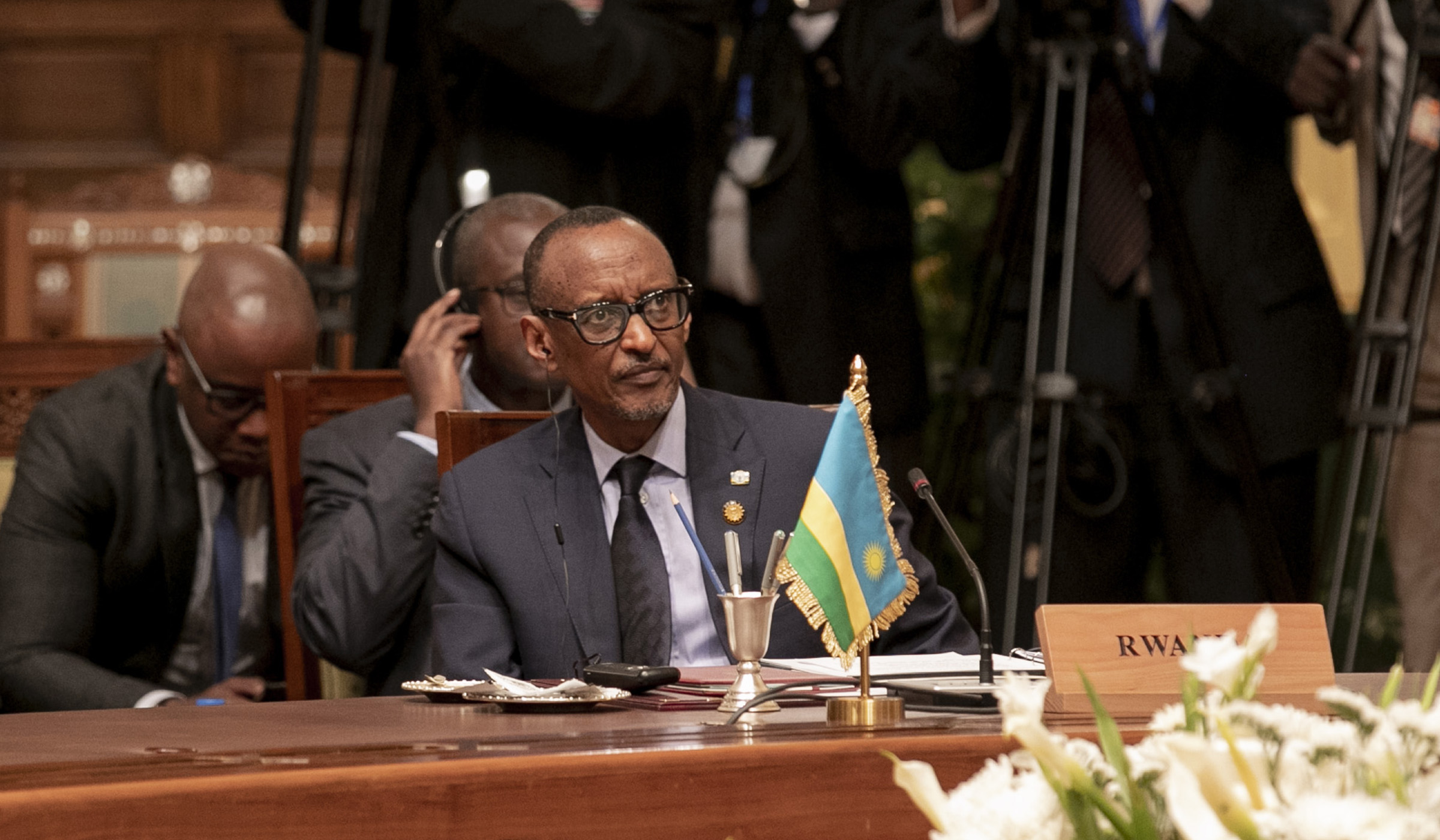 President Paul Kagame at a one-day AU Troika Summit on Libya and Sudan, convened by the current African Union Chairperson and Egyptian President Abdel Fattah el-Sisi, in Cairo yesterday. Other Heads of State in attendance included Cyril Ramaphosa of South Africa, Idriss Du00e9by of Chad, and Ismail Omar Guelleh of Djibouti. The AU Troika is currently composed of Rwanda as the former AU Chair, Egypt in its capacity as the current Chair, and South Africa as the next Chair. The summit, which discussed the way forward in light of recent developments in Sudan and Libya, came in the wake of the ouster of Sudanese President Omar al-Bashir amid mass protests, and an assault on the Libyan capital of Tripoli by troops loyal to Gen Khalifa Haftar. Village Urugwiro. 