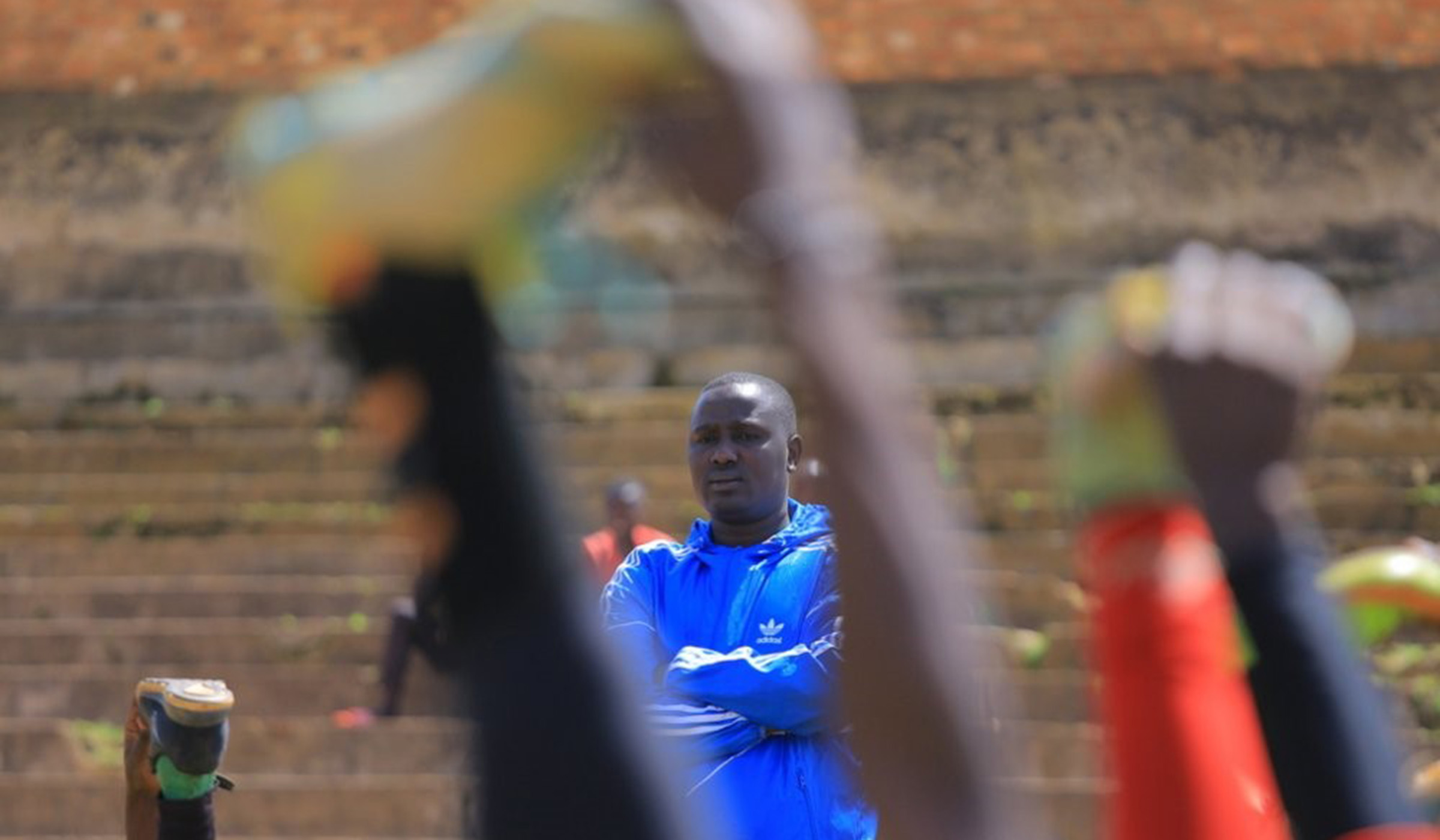 Camarade Banamwana, seen here leading a past training session at Gicumbi Stadium, joined Gicumbi FC as head coach last December after the dismissal of Abdu u2018Bekenu2019 Bizimana. Courtesy.
