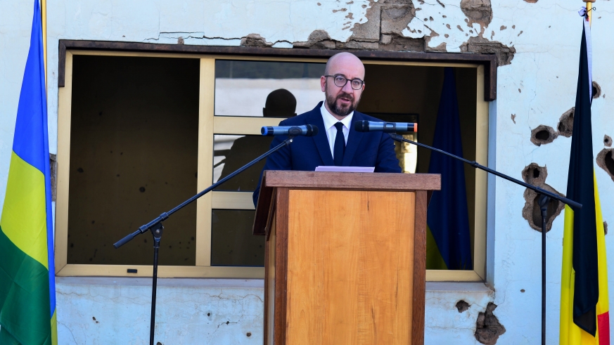 Belgian Prime Minister Charles Michel honours 10 Belgian troops who were killed in Kigali at the onset of the Genocide against the Tutsi in April 1994. The Belgian peacekeepers were protecting the then Rwandan Prime Minister Agathe Uwilingiyimana, who was also killed by the genocide machinery because she opposed the killings. Michel and his delegation paid their tributes in the capital Kigali on April 8, 2019. / File