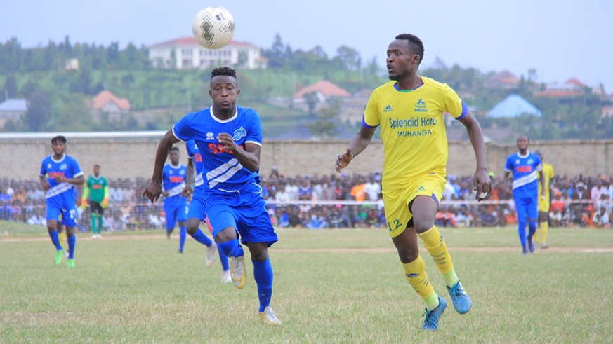 Youngster Jules Ulimwengu (L) opened the scoring after nine minutes before doubling his sideu2019s lead just before the break during Rayon Sportsu2019 3-1 win over AS Muhanga on Saturday. File.