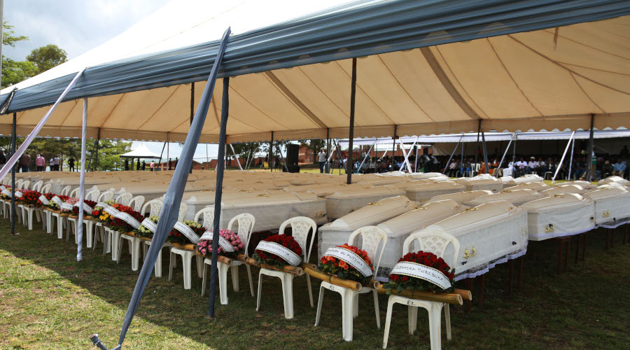 Over 83,000 victims of the 1994 Genocide against the Tutsi were accorded a decent burial at Nyanza Memorial in Kicukiro District on Saturday. / Sam Ngendahimana