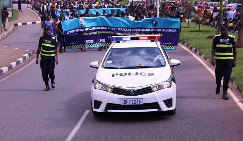 Thousands of road users joined the walk for road safety in Kigali on May 6, 2019. Emmanuel Kwizera.