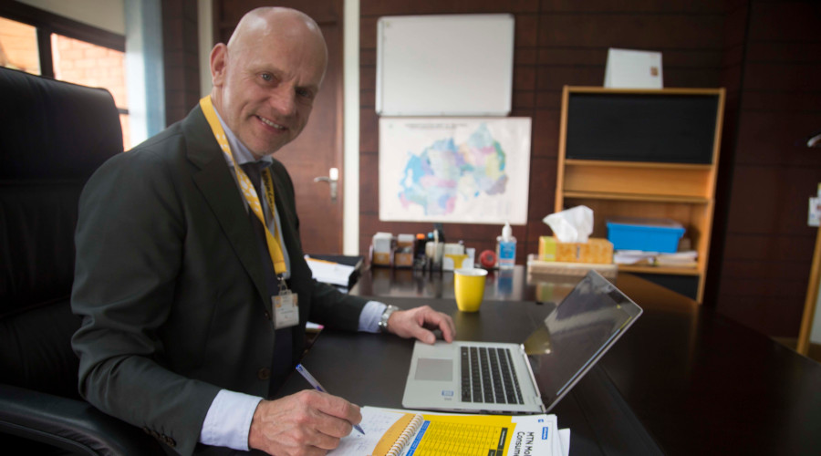 MTN chief executive Bart Hofker speaking to The New Times on May 9, 2019. / Faustin Niyigena