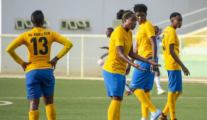 AS Kigali players look dejected after losing 3-0 to Scandinavia last month. Courtesy.