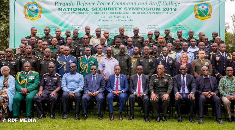 Officials and participants pose for a group photo on the first day of the 7th National Security Symposium in Musanze  District yesterday. Courtesy.