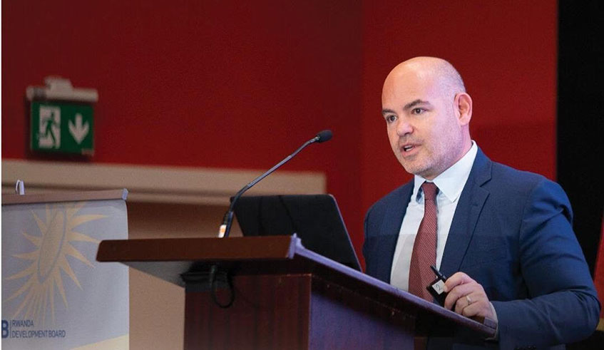 RDB Chief Investment Officer, Guy Baron speaks at the second Economic  Forum of the annual  Transform Africa Summit in Kigali, on Tuesday. Courtesy. 