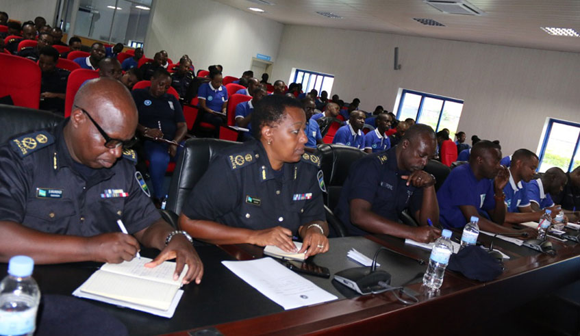 Police officers and youth volunteers during the meeting on Tuesday