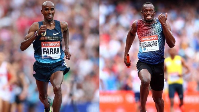 Britain's Mo Farah (L), and fastest man alive Usain Bolt (R) are some of the invited stars for this year's Kigali International Peace Marathon. Net