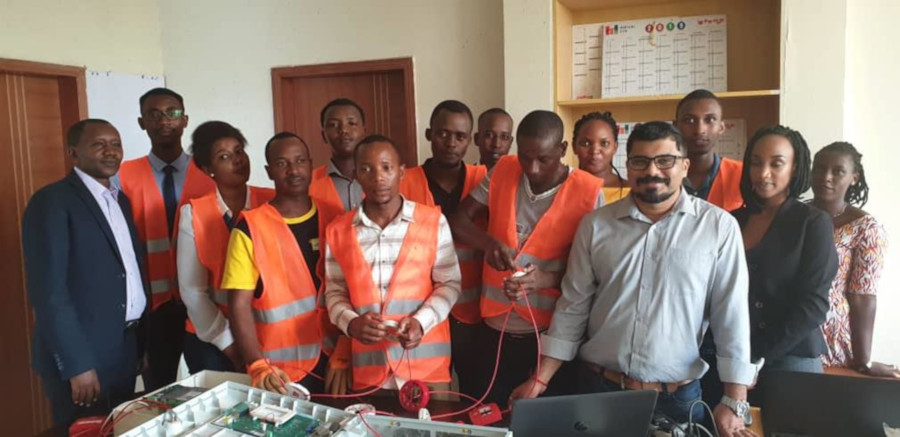 The staff of DSPA pose for a group photo with their CEO (extreme left) last Friday. / James Peter Nkurunziza