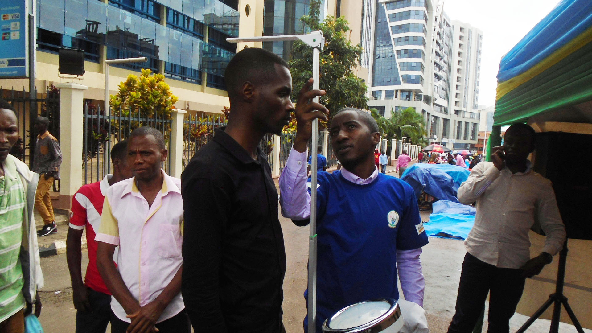 A person  is taken through the screening process during Kigali Car Free day check-ups. / Courtesy