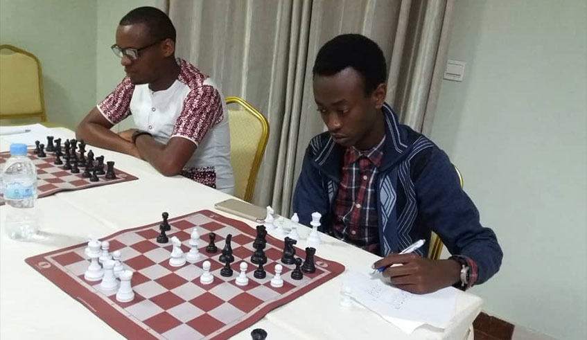  Maranatha Nduwayesu (R) and Alain Niyibizi attended a training session in Kigali last year with French chess Grand Master, and journalist, Robert Fontaine