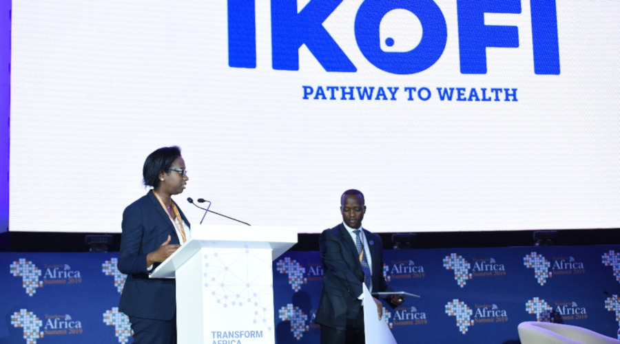 Bank of Kigali Chief Executive Diane Karusisi during the launch of the platform last week, at Transform Africa Summit 2019. / Courtesy