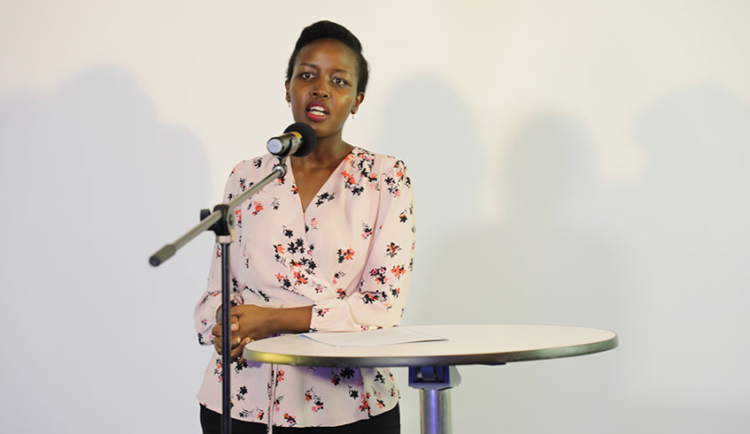 ICT and Innovation minister Paula Ingabire delivers her remarks at the opening of the centre in Kigali last week.Courtesy.