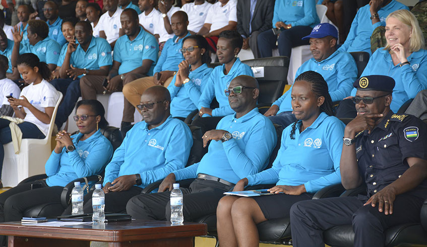 Officials at the meeting with residents of City of Kigali on Tuesday. Courtesy.