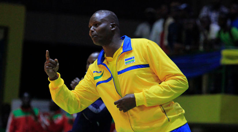 Paul Bitok gives instructions to his players during a past match against Kenya at Amahoro Stadium. / File
