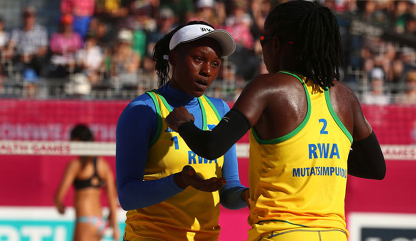 Charlotte Nzayisenga (#1) represented Africa at the 2017 World Championships in Austria, along with former partner Denyse Mutatsimpundu (#2). The duo was sent packing in the group stage. File.