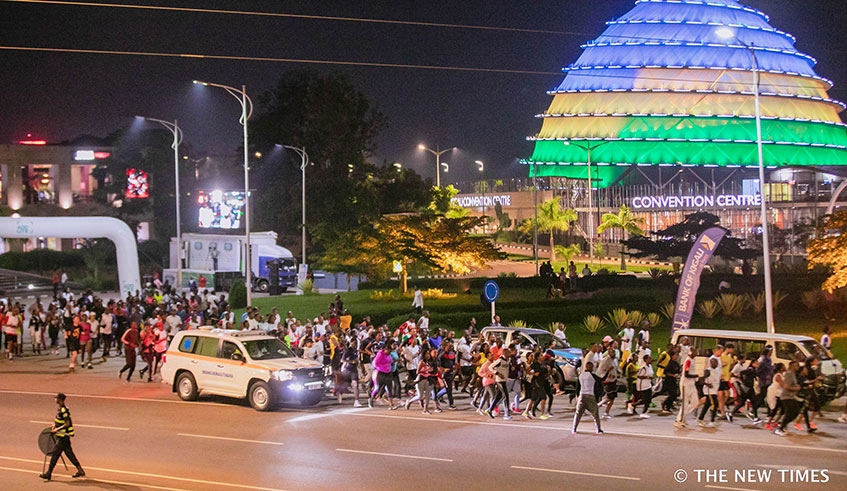 Participants at the  Kigali Night Run. (Courtesy)