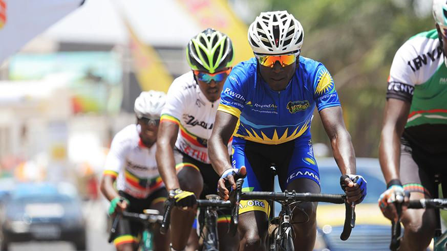 Patrick Byukusenge, 28, seen here in action during the 2017 Tour du Rwanda, looks to succeed compatriot Bonaventure Uwizeyimana as the Tour du Cameroun champion. / File