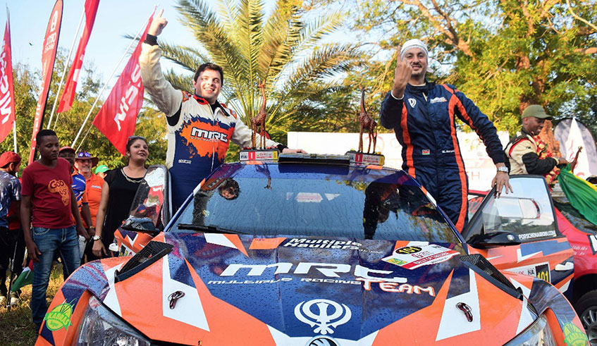 Manvir Baryan (R) and his navigator, Drew Sturrock, are winners of the Zambia International Rally for the last three years. File.